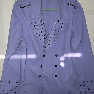 Lavender denim studded jacket